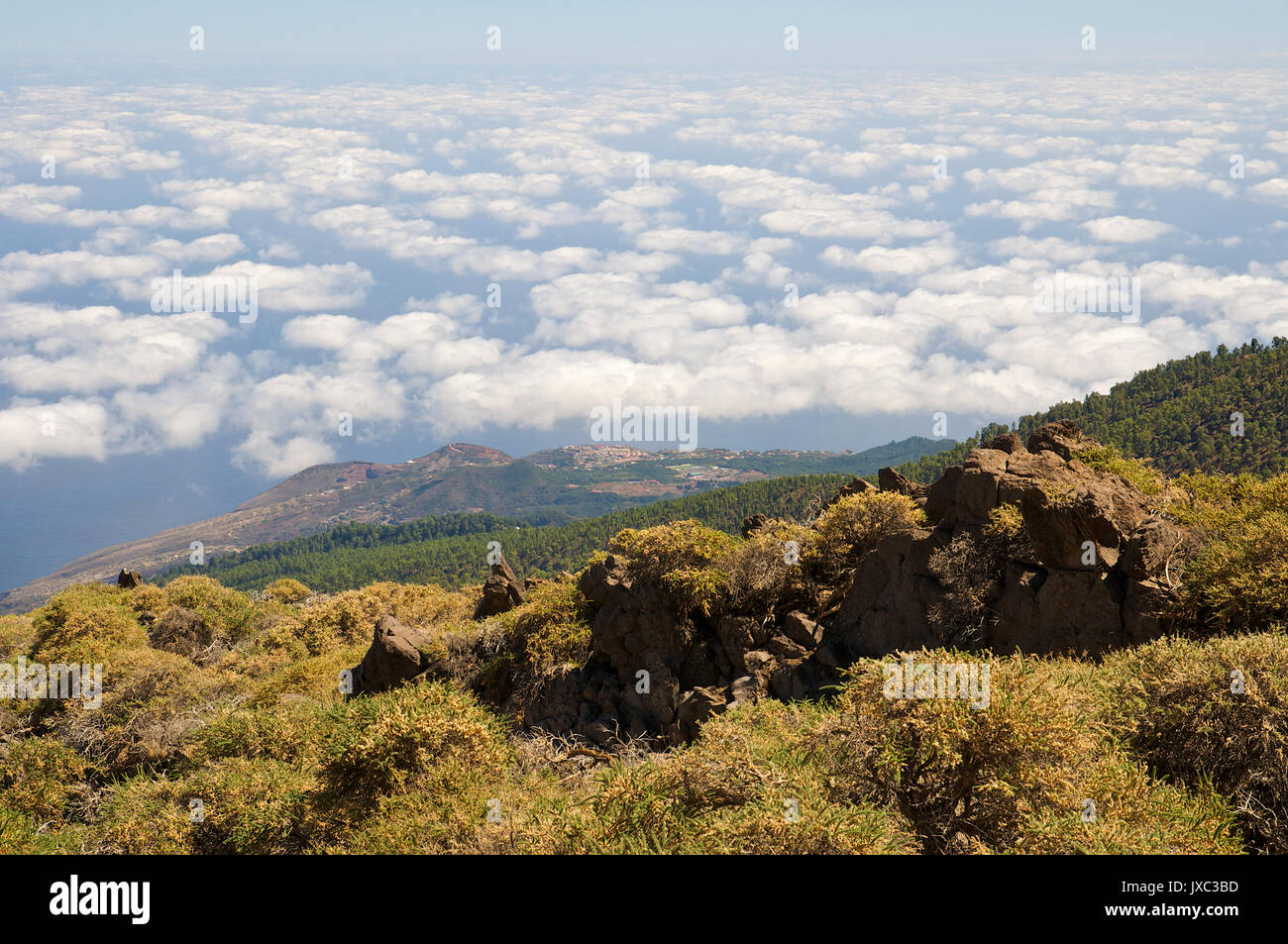 Mer de nuages vue du Roque de los Muchachos à La Palma (Îles Canaries, Espagne) Banque D'Images