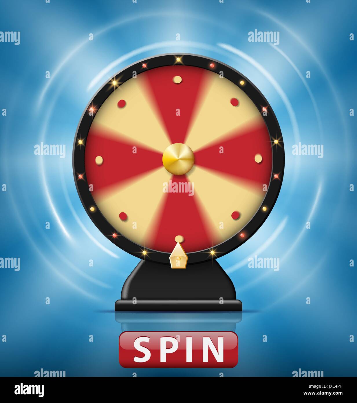 3D réaliste de tourner la roue de fortune isolé avec bouton de défilement. La roue de la fortune avec des lampes brillantes pour casino en ligne. Vector illustration Illustration de Vecteur