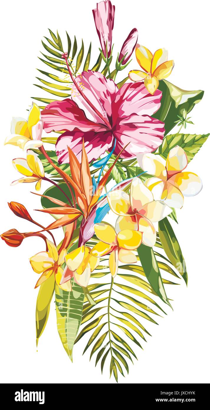 Peinture Aquarelle Bouquet Tropical Avec Des Fleurs