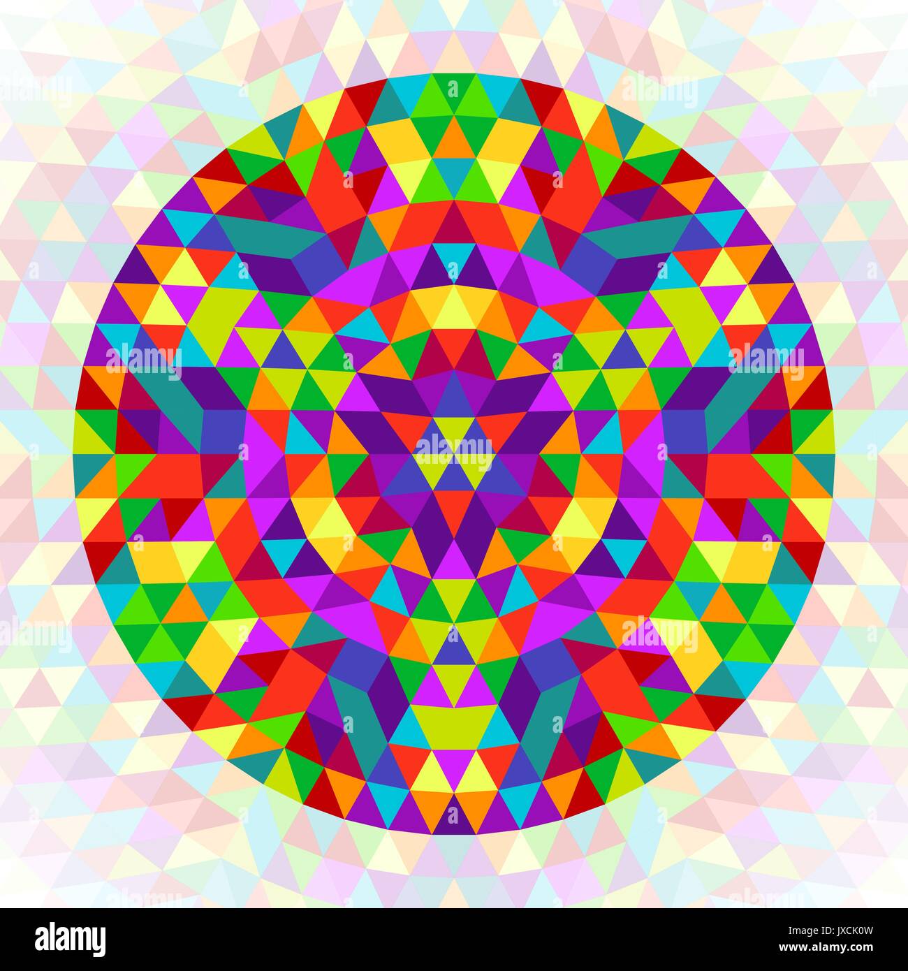 Triangle géométrique circulaire mandala design - modèle vecteur symétrique à partir de triangles de couleur Illustration de Vecteur