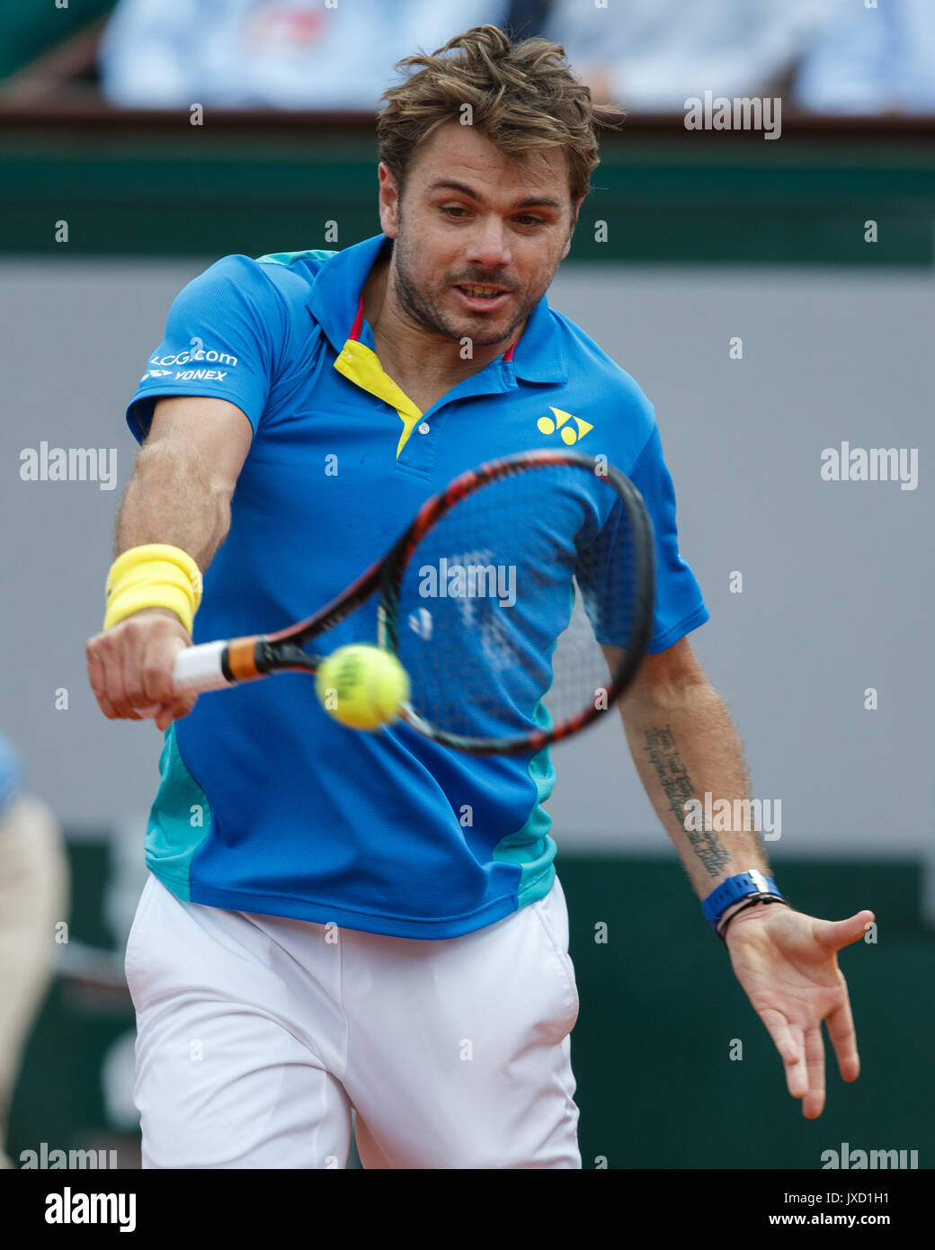 STAN WAWRINKA (SUI) en action à Roland Garros,Paris,France. Banque D'Images
