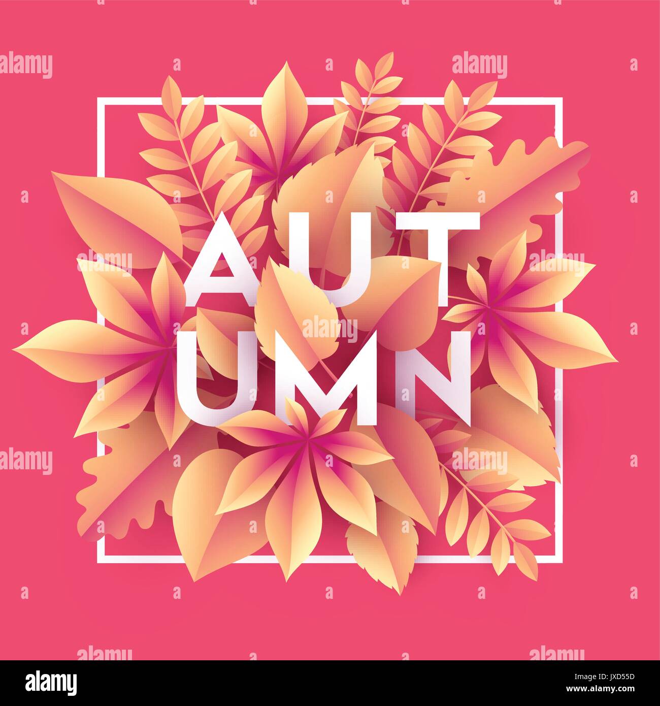Arrière-plan de l'automne avec les feuilles d'automne papier. Vector illustration Illustration de Vecteur