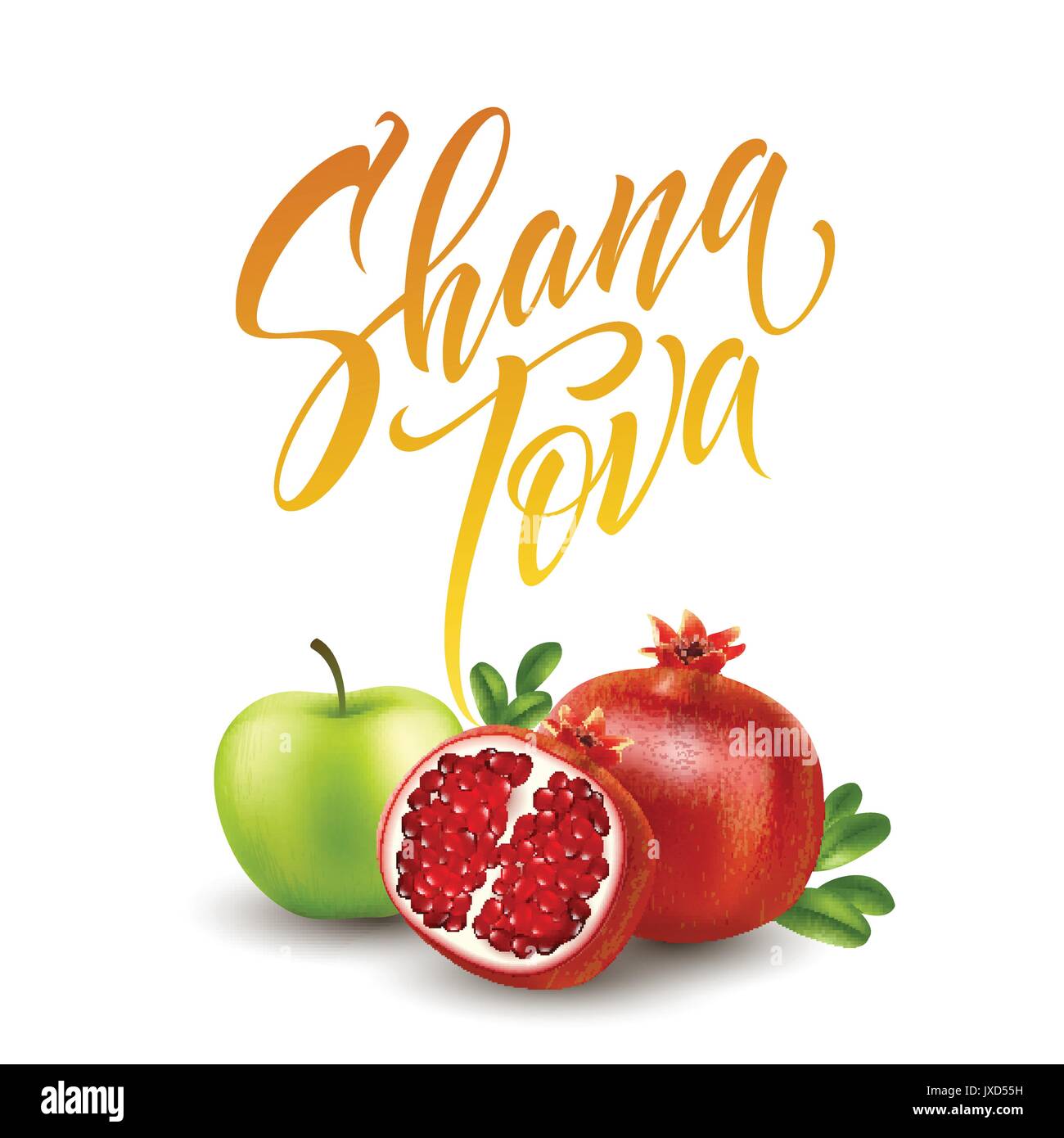 Une carte de vœux avec lettrage élégant Shana Tova. Vector illustration Illustration de Vecteur