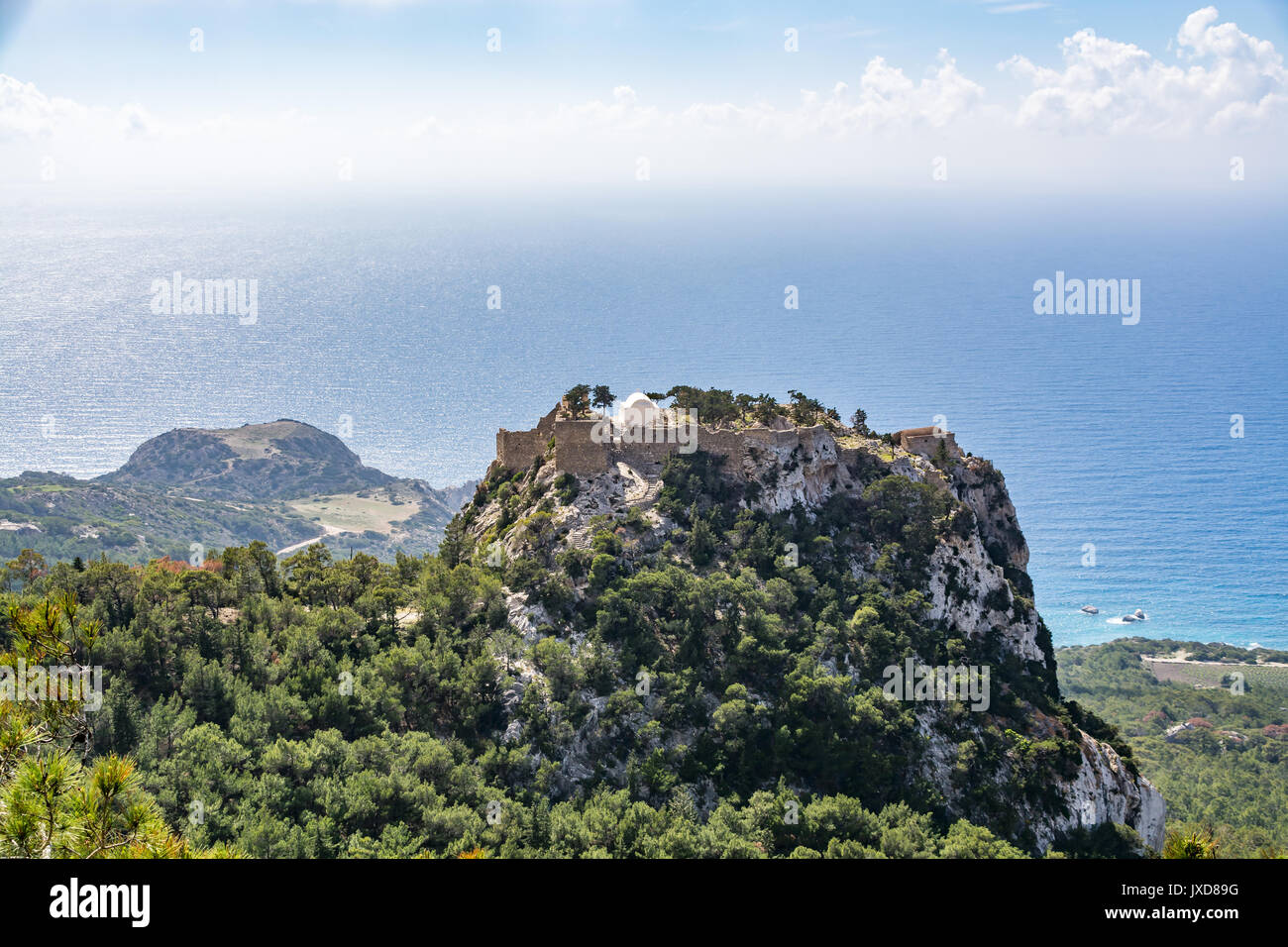 Château de Monolithos, l'île de Rhodes, Grèce Banque D'Images