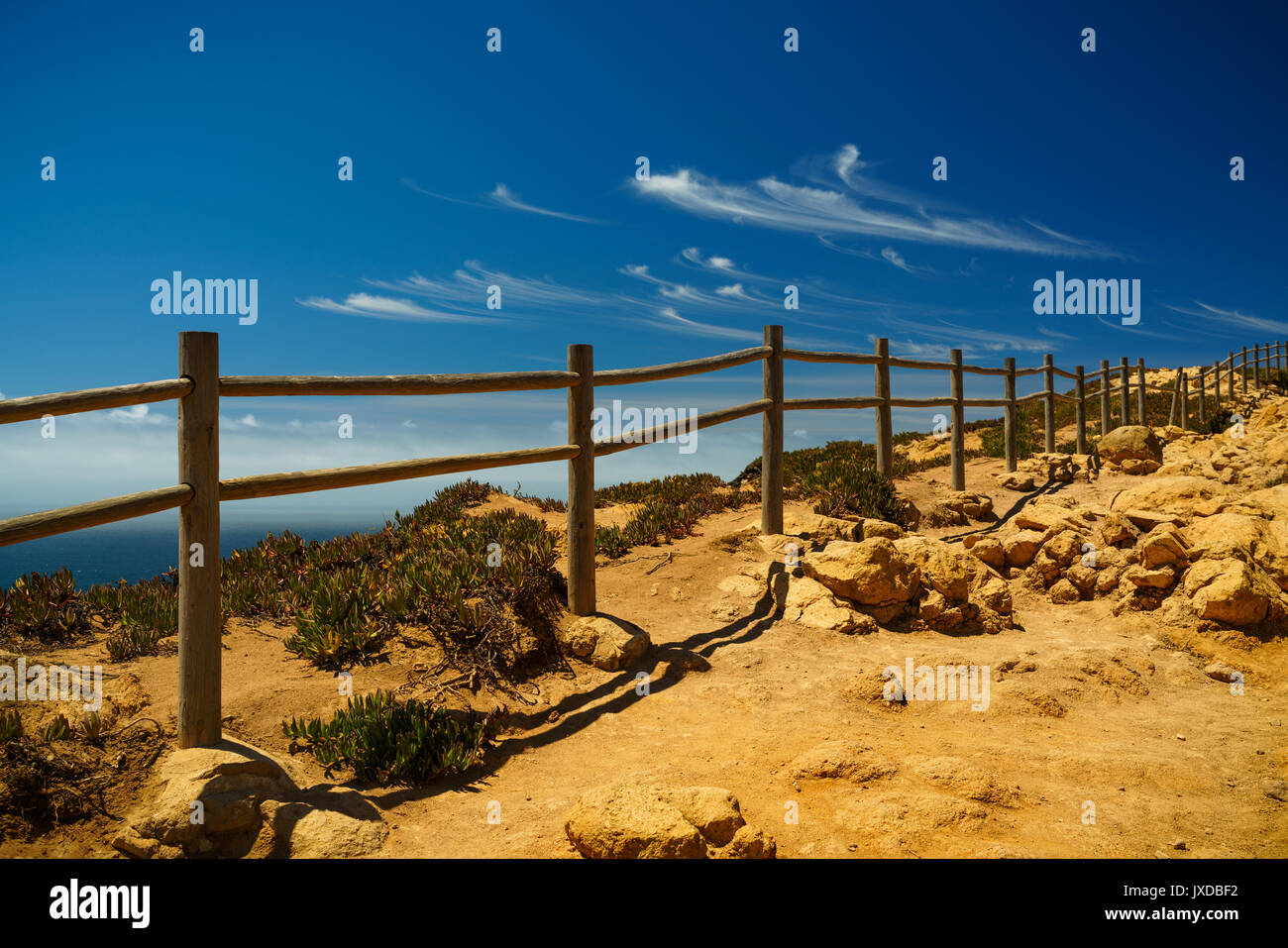 Chemin pittoresque au cap Roca, Portugal Banque D'Images