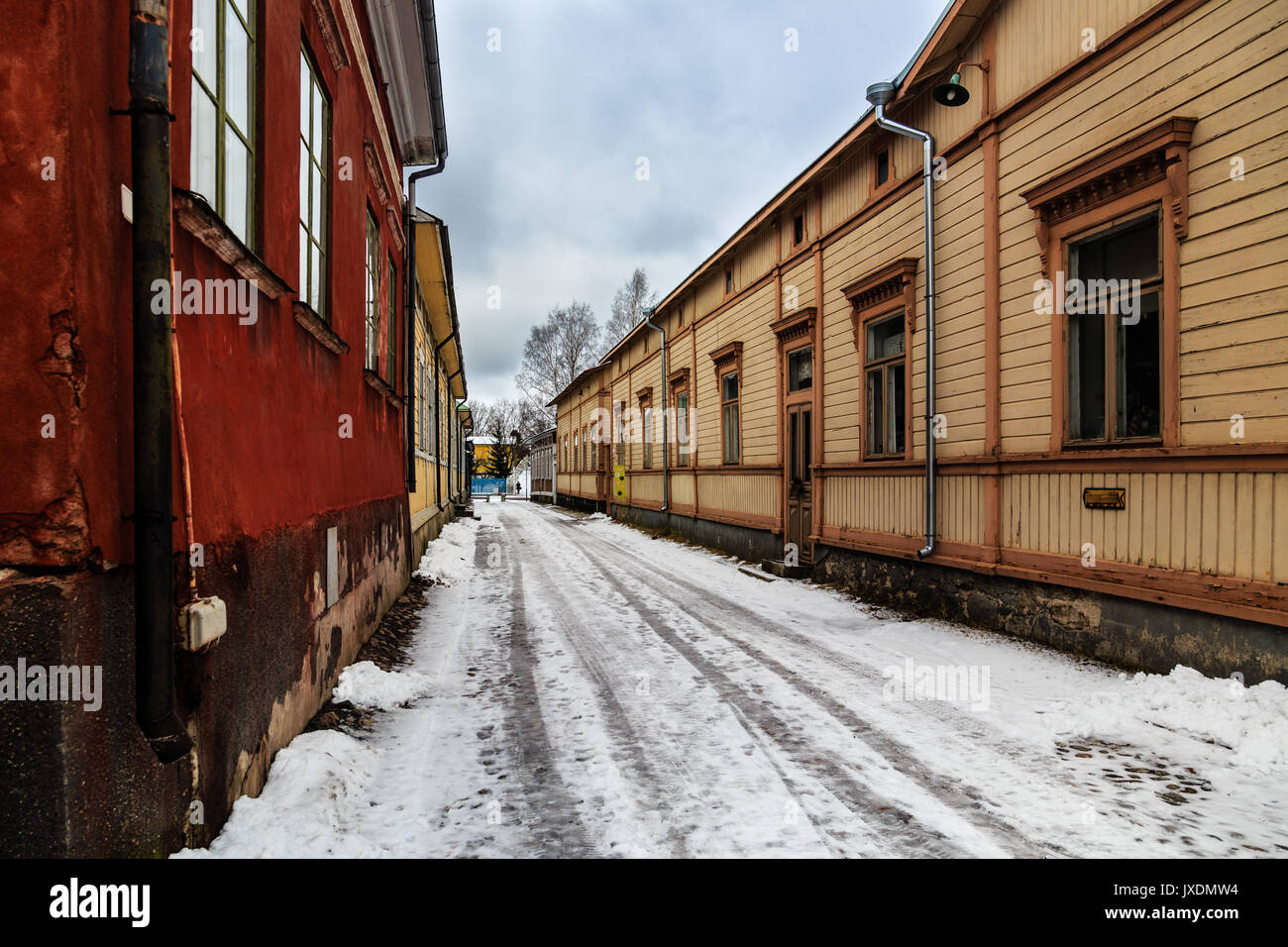 Une rue à Rauma, Finlande Banque D'Images