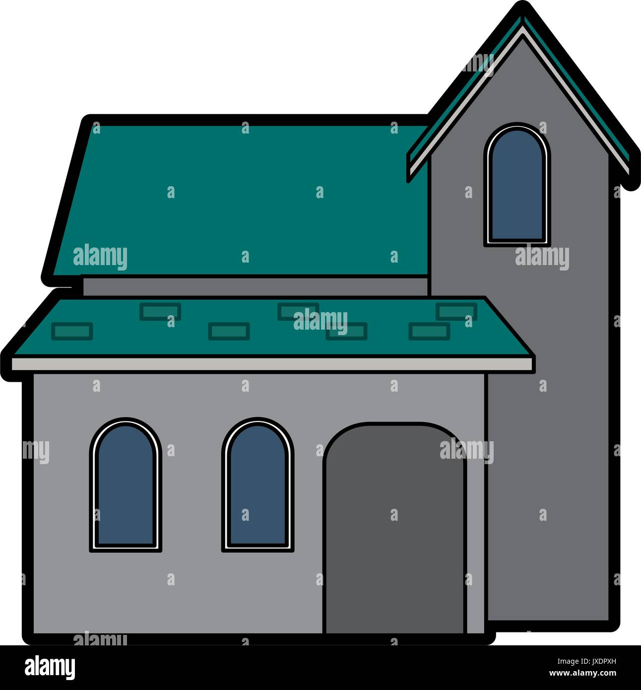 Maison traditionnelle de style de l'architecture suisse isolé sur fond blanc Illustration de Vecteur