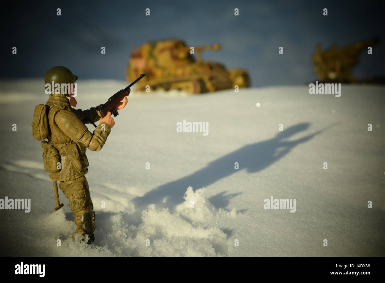 Toy Soldier in snow Banque D'Images