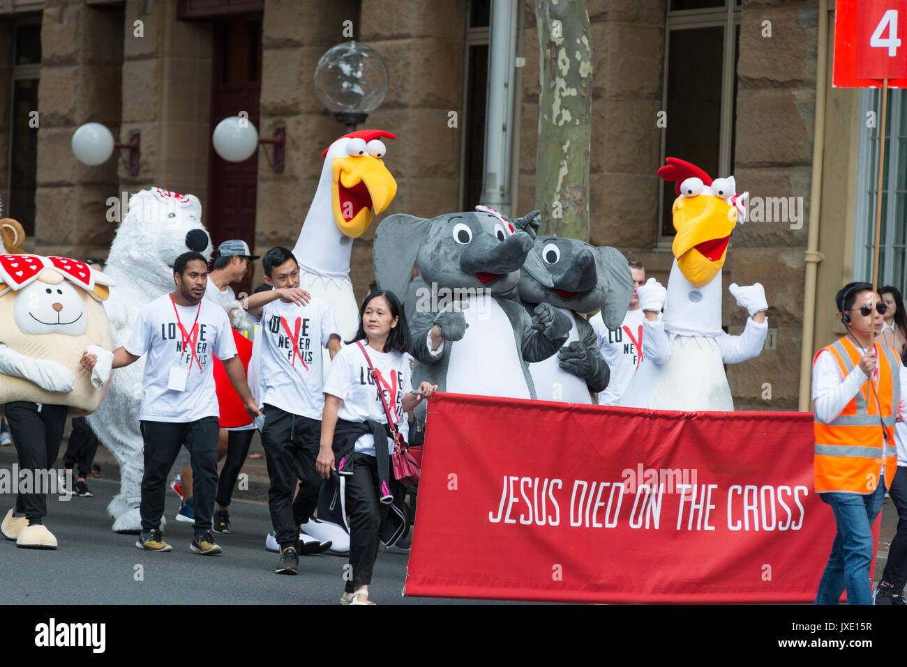 Chrétiens d'Easter Parade à Sydney, Australie. Banque D'Images