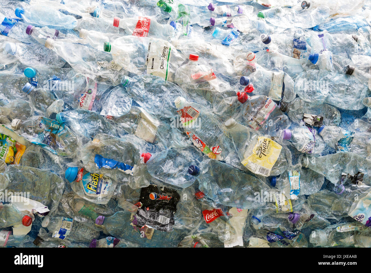 Londres, Royaume-Uni. Août 15, 2017. Bouteilles en plastique recyclées sur une baleine de 10 mètres de long par Sky Ocean Rescue à Potters Fields Park à côté de Tower Bridge à Londres. La sculpture de baleine est entièrement réalisé à partir de plastique recyclé récupéré de l'océan, plage et nettoie les usines de recyclage local pour sensibiliser le public aux problèmes de la santé des océans. Credit : Londres pix/Alamy Live News Banque D'Images