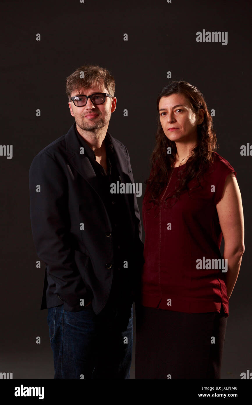 Edinburgh, Ecosse, Royaume-Uni. 16 août, 2017. Jour 5 Edinburgh International Book Festival. Photo : Karl Geary et Samanta Schweblin. Pako Mera/Alamy Live News Banque D'Images