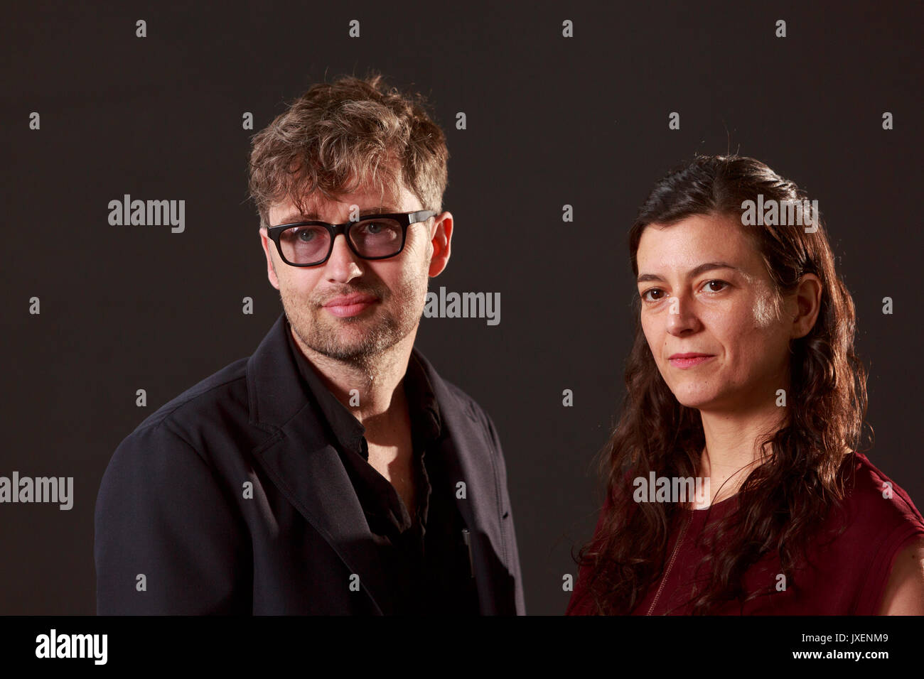 Edinburgh, Ecosse, Royaume-Uni. 16 août, 2017. Jour 5 Edinburgh International Book Festival. Photo : Karl Geary et Samanta Schweblin. Pako Mera/Alamy Live News Banque D'Images