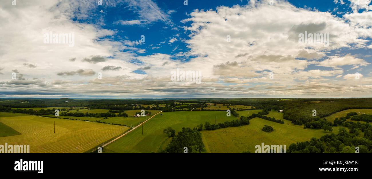 Vue panoramique aérienne de terres agricoles du midwest Missouri Banque D'Images
