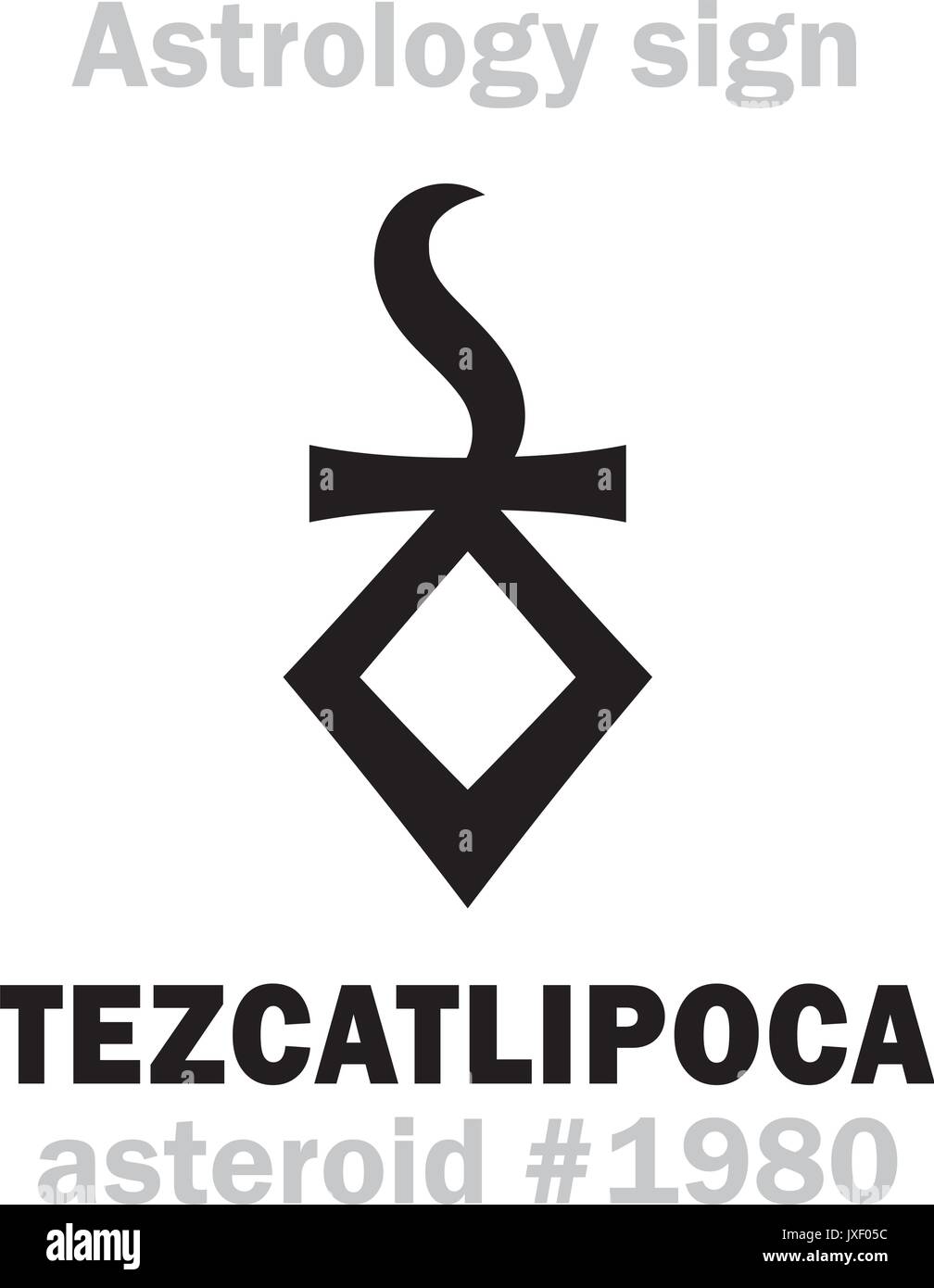 Alphabet d'astrologie : TEZCATLIPOCA (fumeurs) miroir, astéroïde # 1980.  Caractères hiéroglyphes signe (symbole unique Image Vectorielle Stock -  Alamy