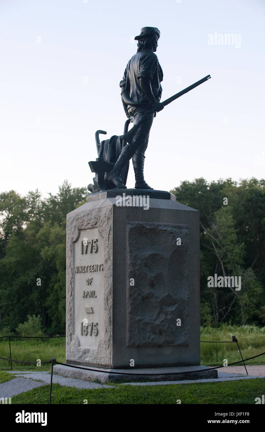 La Minute statue Homme en Minute Man National Historical Park, Concord, Massachusetts. Banque D'Images