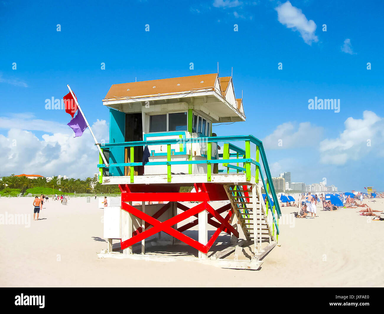 Miami, USA - janvier 05, 2014 : Lifeguard Tower à South Beach, Miami Beach, Floride Banque D'Images