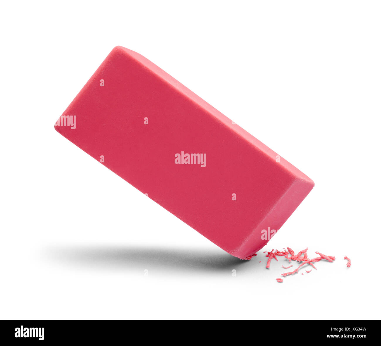 L'utilisation de gomme rose isolé sur fond blanc. Banque D'Images