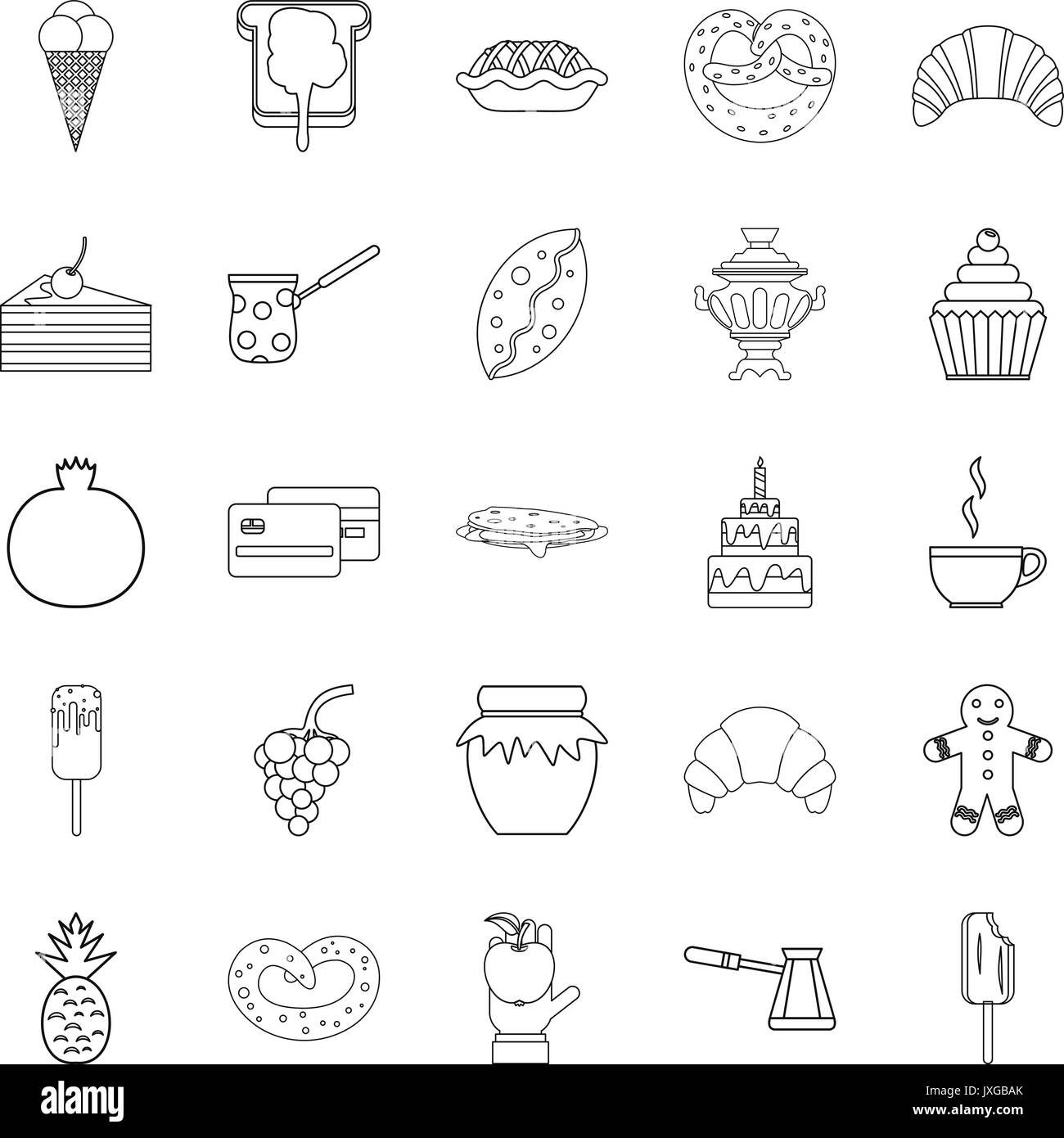 Le saccharose icons set style du contour, Illustration de Vecteur