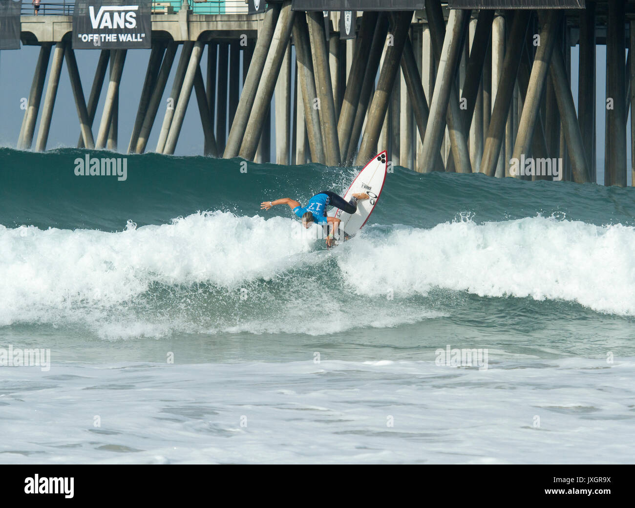 Pro surfer, Sage Erickson de l'usa- le champion de l'US Open 2017 à Huntington Beach, Californie, USA. Banque D'Images
