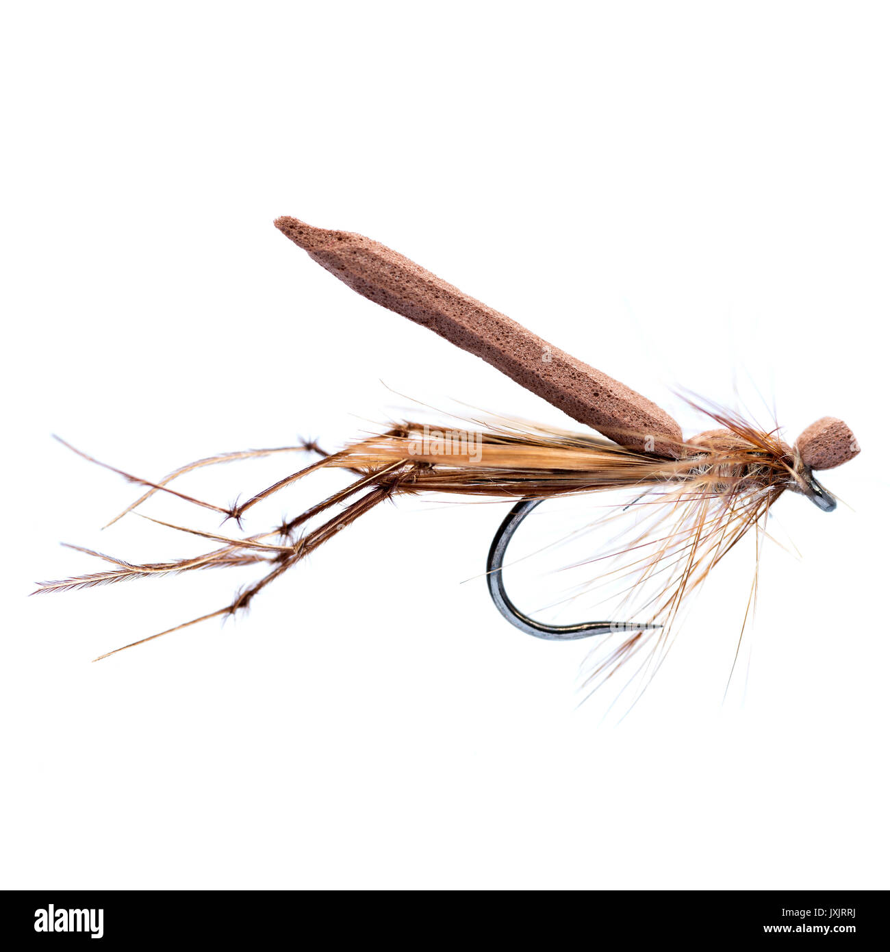 Daddy Long manche - une mouche sèche habituellement utilisés sur les lacs pour la truite La pêche à la mouche. Banque D'Images