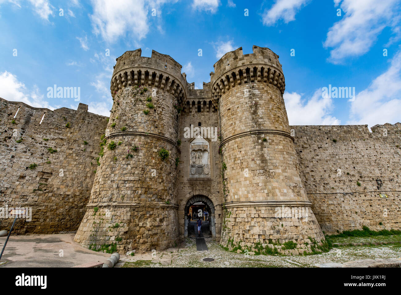 Marine Gate (Porte de la mer), la vieille ville de Rhodes, l'île de Rhodes, Grèce Banque D'Images