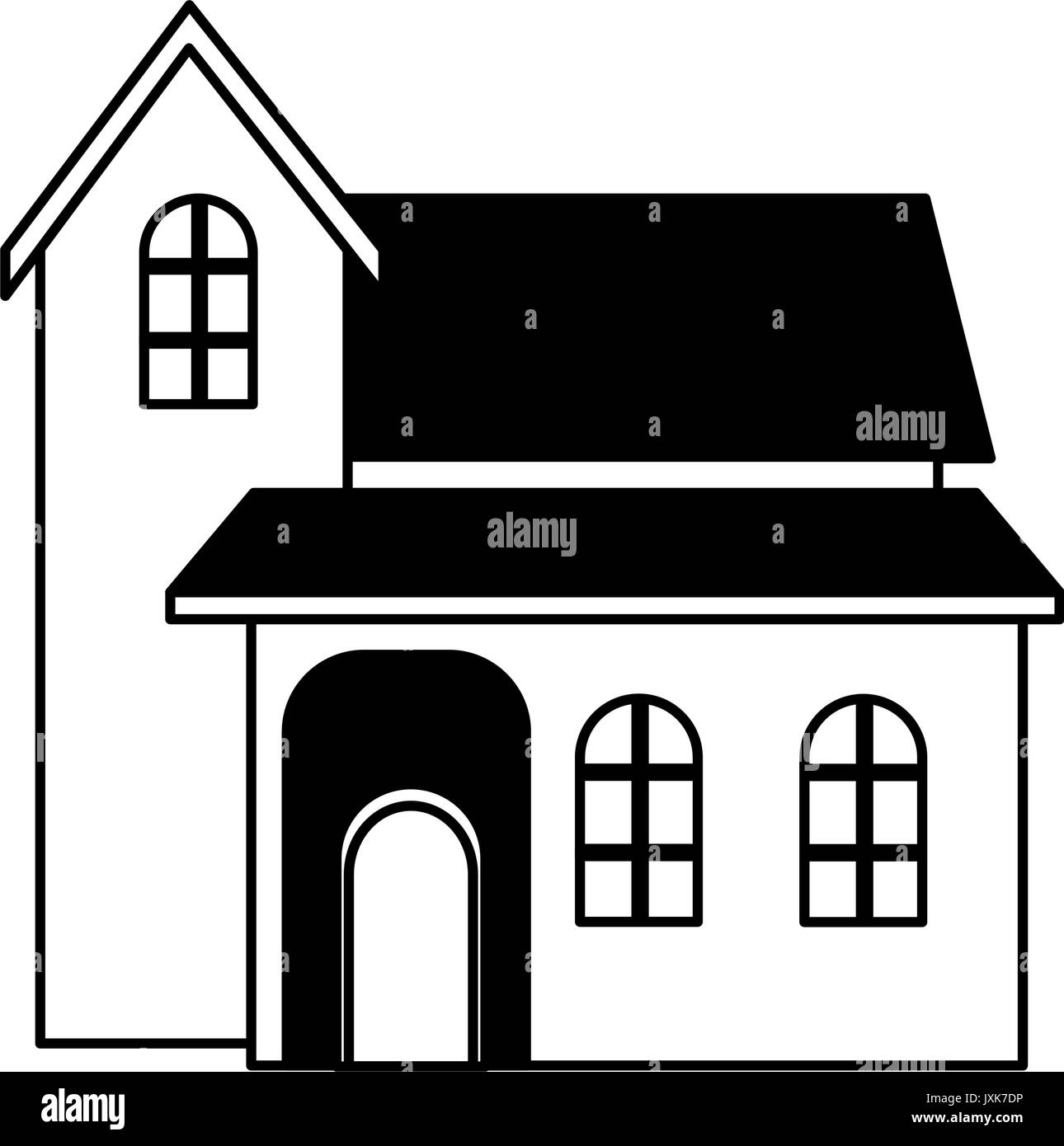 Maison traditionnelle de style de l'architecture suisse isolé sur fond blanc Illustration de Vecteur