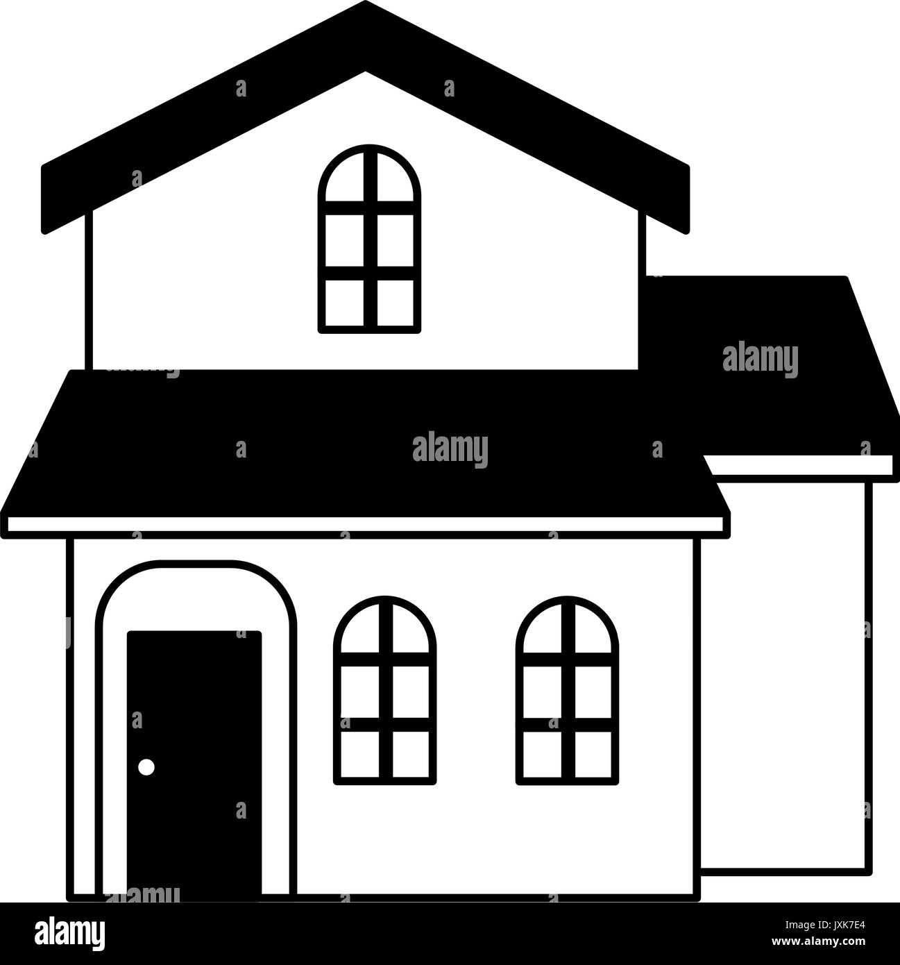 Maison traditionnelle de style de l'architecture suisse isolé sur fond blanc Illustration de Vecteur