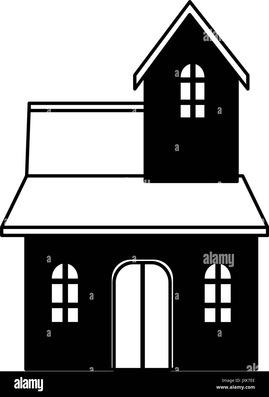 Maison traditionnelle de style de l'architecture suisse isolé sur fond blanc Illustration de Vecteur