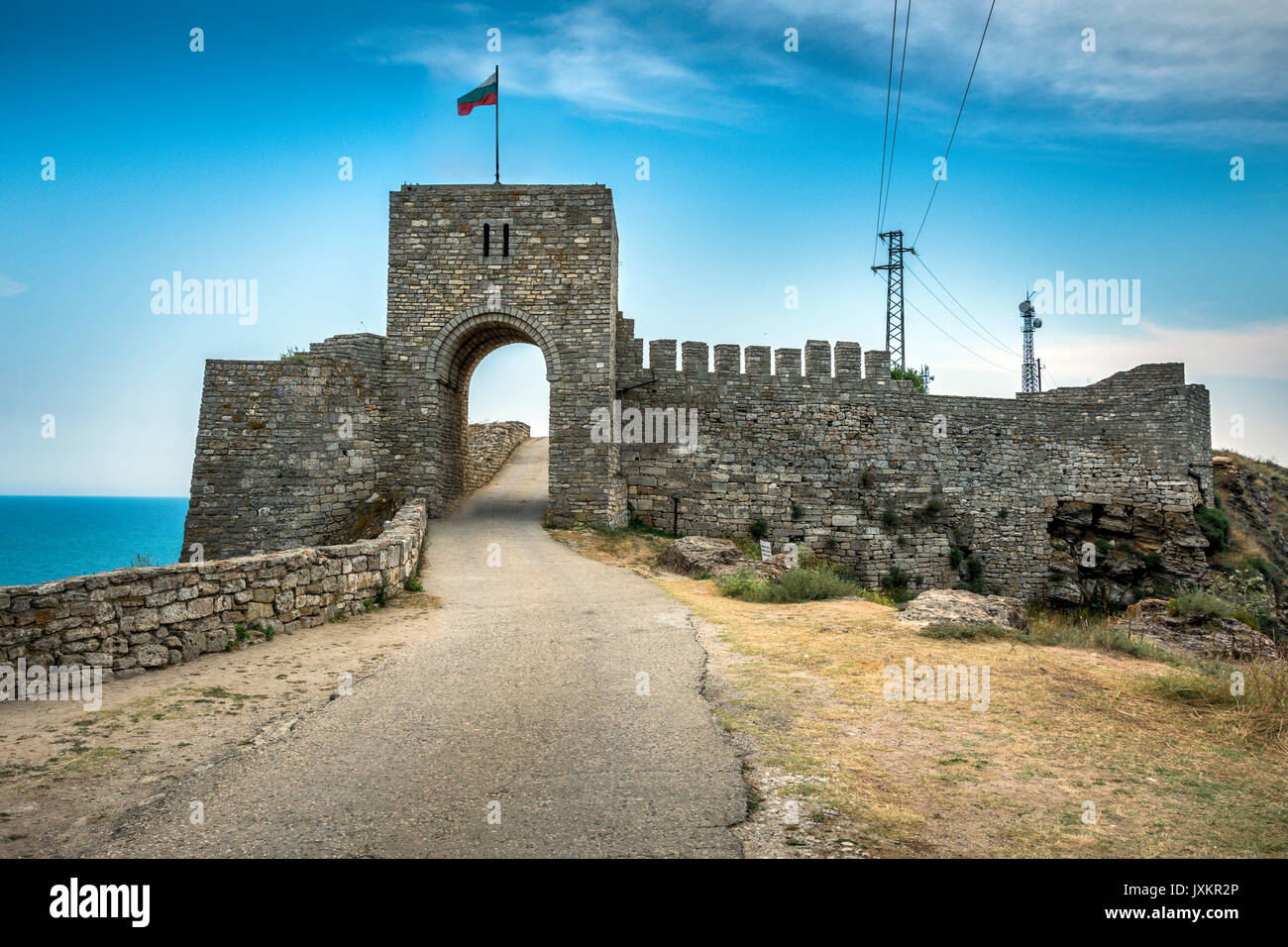 Sur l'entrée du château de la Bulgarie du nord péninsulaire Kaliakra Banque D'Images