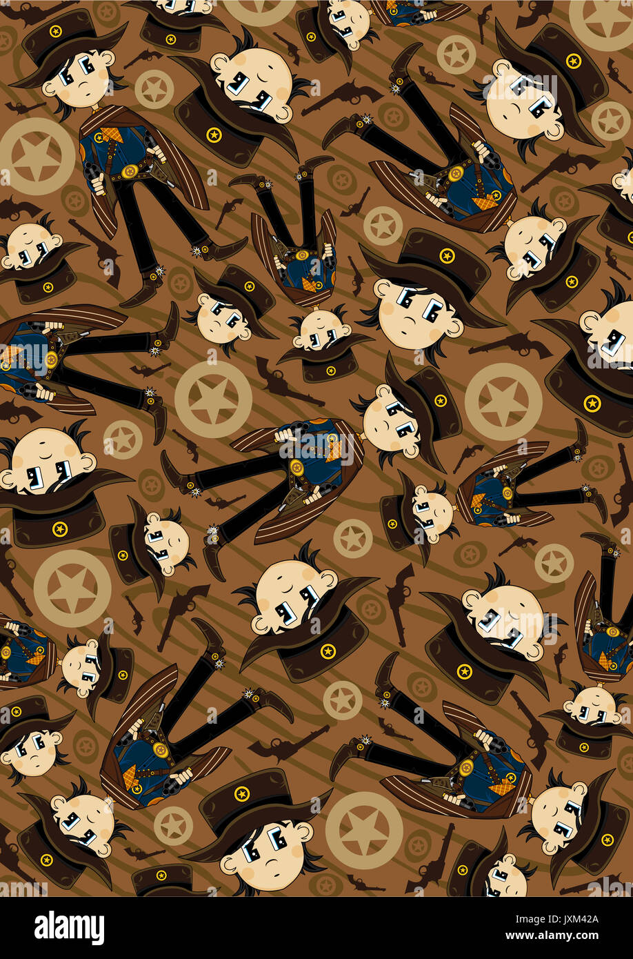 Cute cartoon motif shérif cowboy du Wild West Banque D'Images