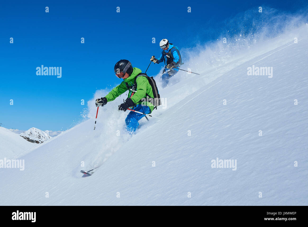 Père et fils sur des vacances de ski, Hintertux, Tyrol, Autriche Banque D'Images
