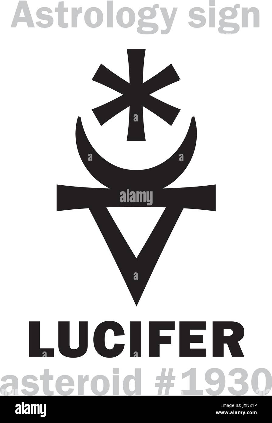 Alphabet d'astrologie : Lucifer, astéroïde # 1930. Caractères hiéroglyphes signe (symbole unique). Illustration de Vecteur