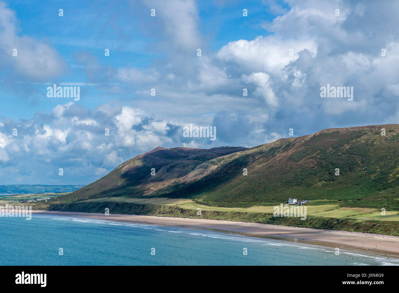 Rhossili Beach et des bas Gower Galles du Sud sur une journée ensoleillée Banque D'Images