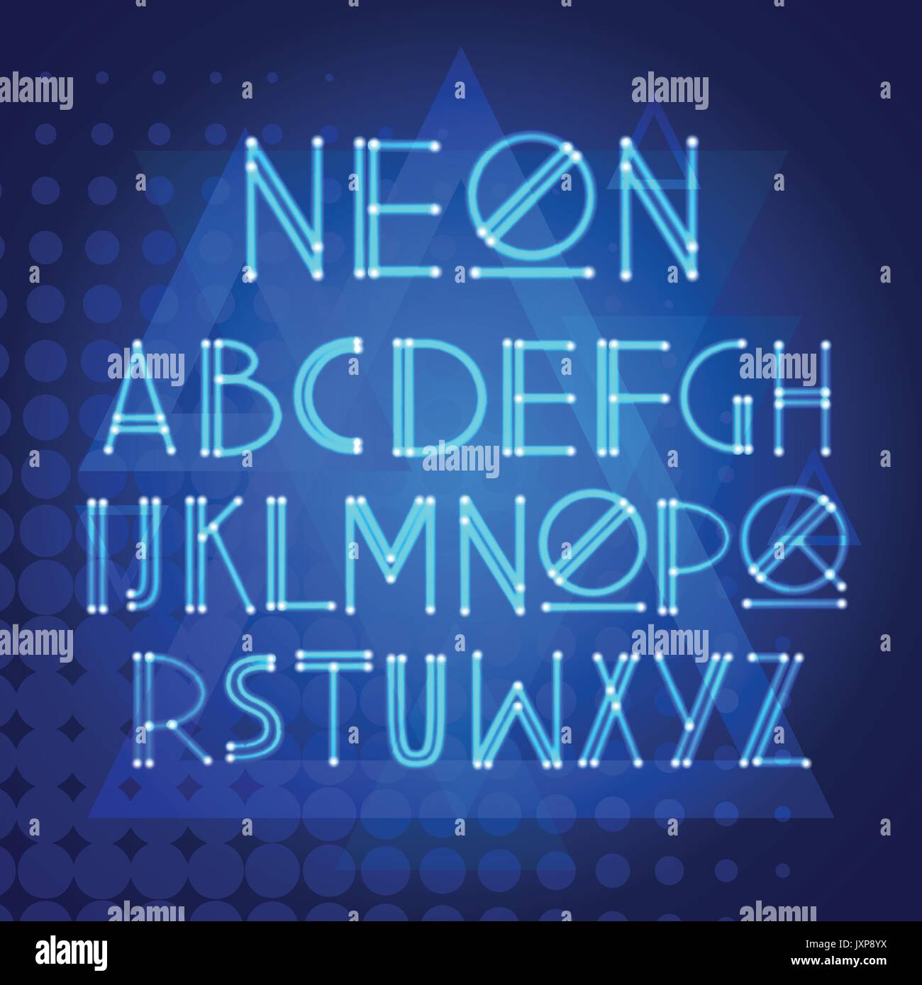 Alphabet des lettres de néon Lettrage Texte Collection Set Illustration de Vecteur