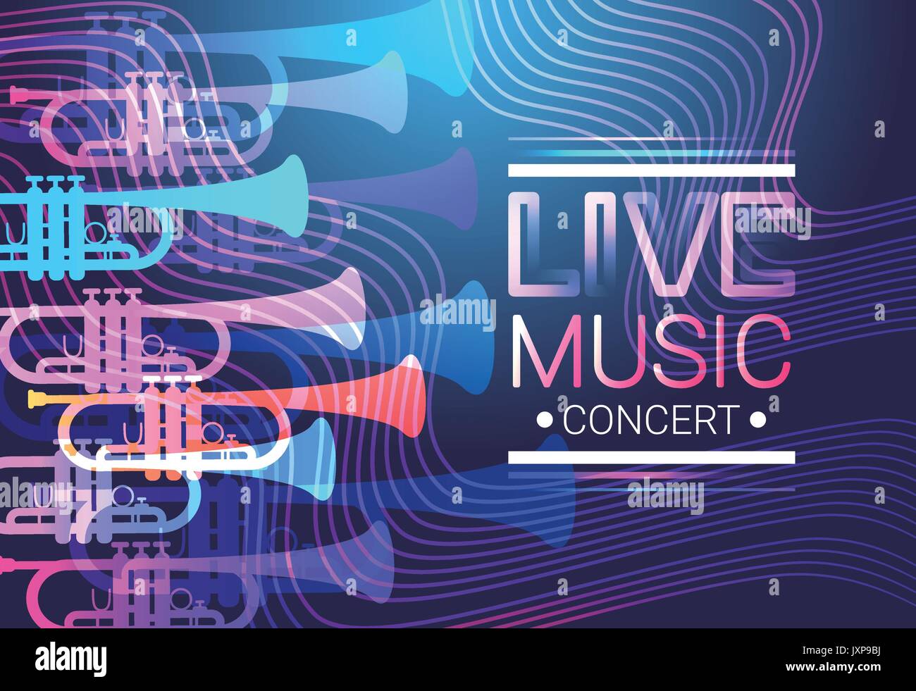 Musique live Concert Festival de l'affiche Banner Illustration de Vecteur