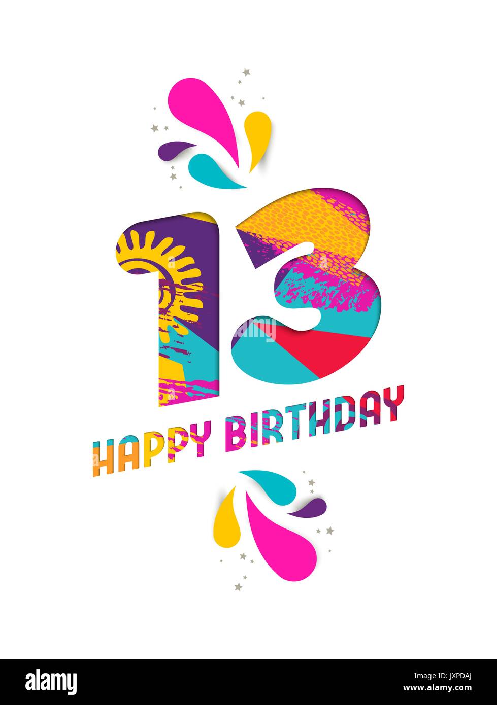Joyeux Anniversaire 13 Ans 13 Fun Papier Coupe Numero Et Le Texte De L Etiquette Avec Colourful Abstract Art Dessines A La Main Ideal Pour L Affiche De L Evenement Special Le Gre Image Vectorielle Joyeux Anniversaire 13 Ans 13 Fun Papier Coupe Numero Et Le Texte De L Etiquette Avec Colourful Abstract Art Dessines A La Main Ideal Pour L Affiche De L Evenement Special Le Gre Image Vectorielle