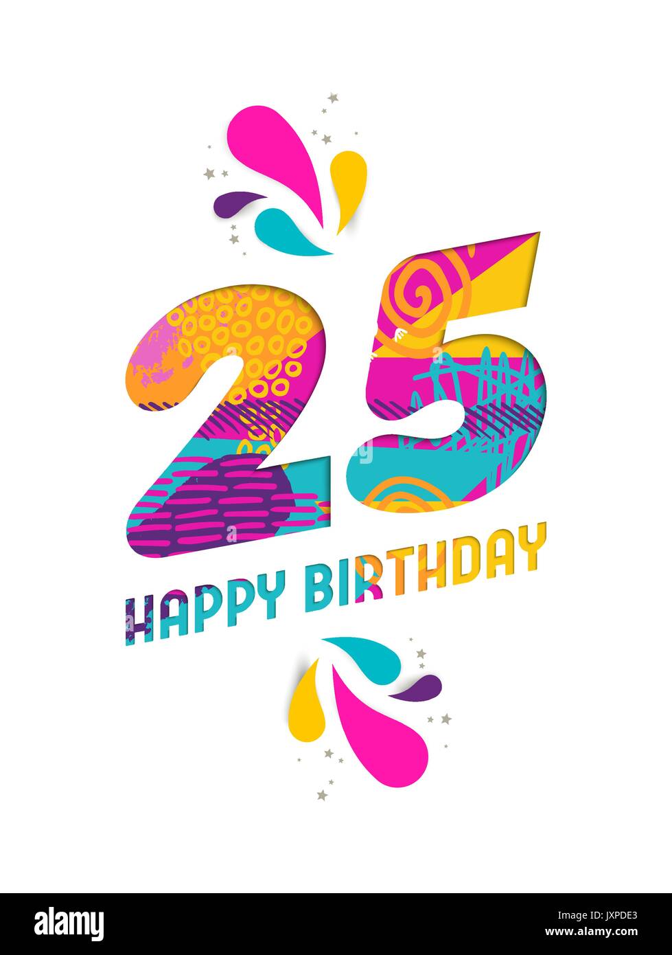 Joyeux Anniversaire Vingt Cinq 25 Ans Amusant Coupe Papier Numero Et Le Texte De L Etiquette Avec Colourful Abstract Art Dessines A La Main Ideal Pour Un Evenement Special De L Affiche Image Vectorielle Joyeux Anniversaire Vingt Cinq 25 Ans Amusant Coupe Papier Numero Et Le Texte De L Etiquette Avec Colourful Abstract Art Dessines A La Main Ideal Pour Un Evenement Special De L Affiche Image Vectorielle