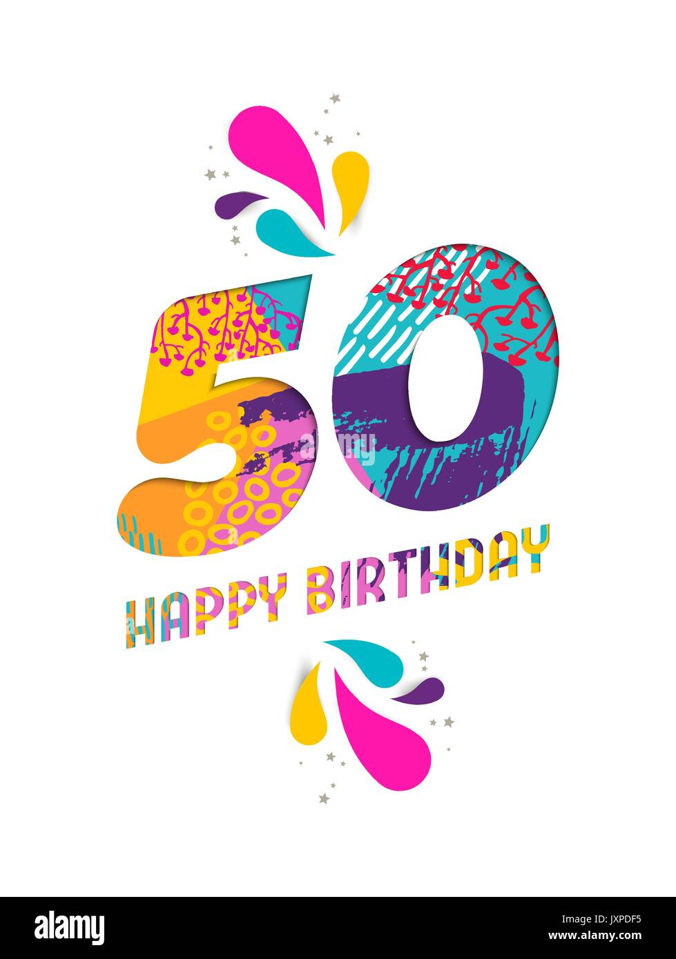 Joyeux Anniversaire 50 Ans Coupe Papier Amusant Numero Et Le Texte De L Etiquette Avec Colourful Abstract Art Dessines A La Main Ideal Pour Un Evenement Special L Affiche Greeti Image Vectorielle Stock Joyeux Anniversaire 50 Ans Coupe Papier Amusant Numero Et Le Texte De L Etiquette Avec Colourful Abstract Art Dessines A La Main Ideal Pour Un Evenement Special L Affiche Greeti Image Vectorielle Stock