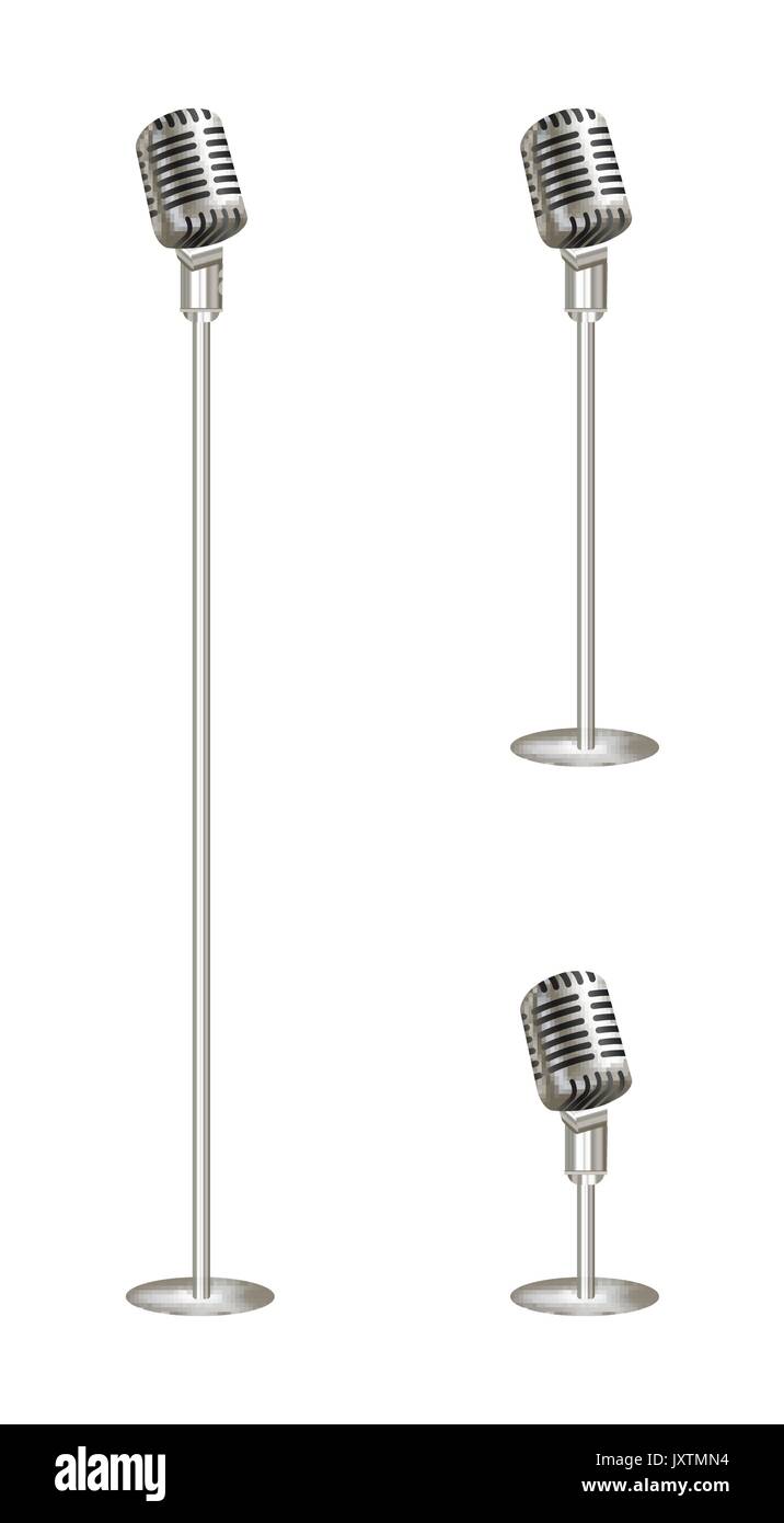 Real steel vintage microphone sur fond blanc Illustration de Vecteur
