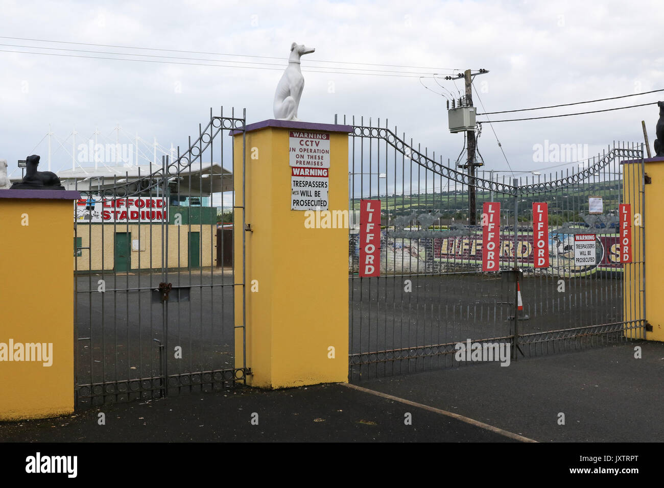 Lifford Lifford Greyhound Stadium, comté de Donegal, en Irlande. Banque D'Images