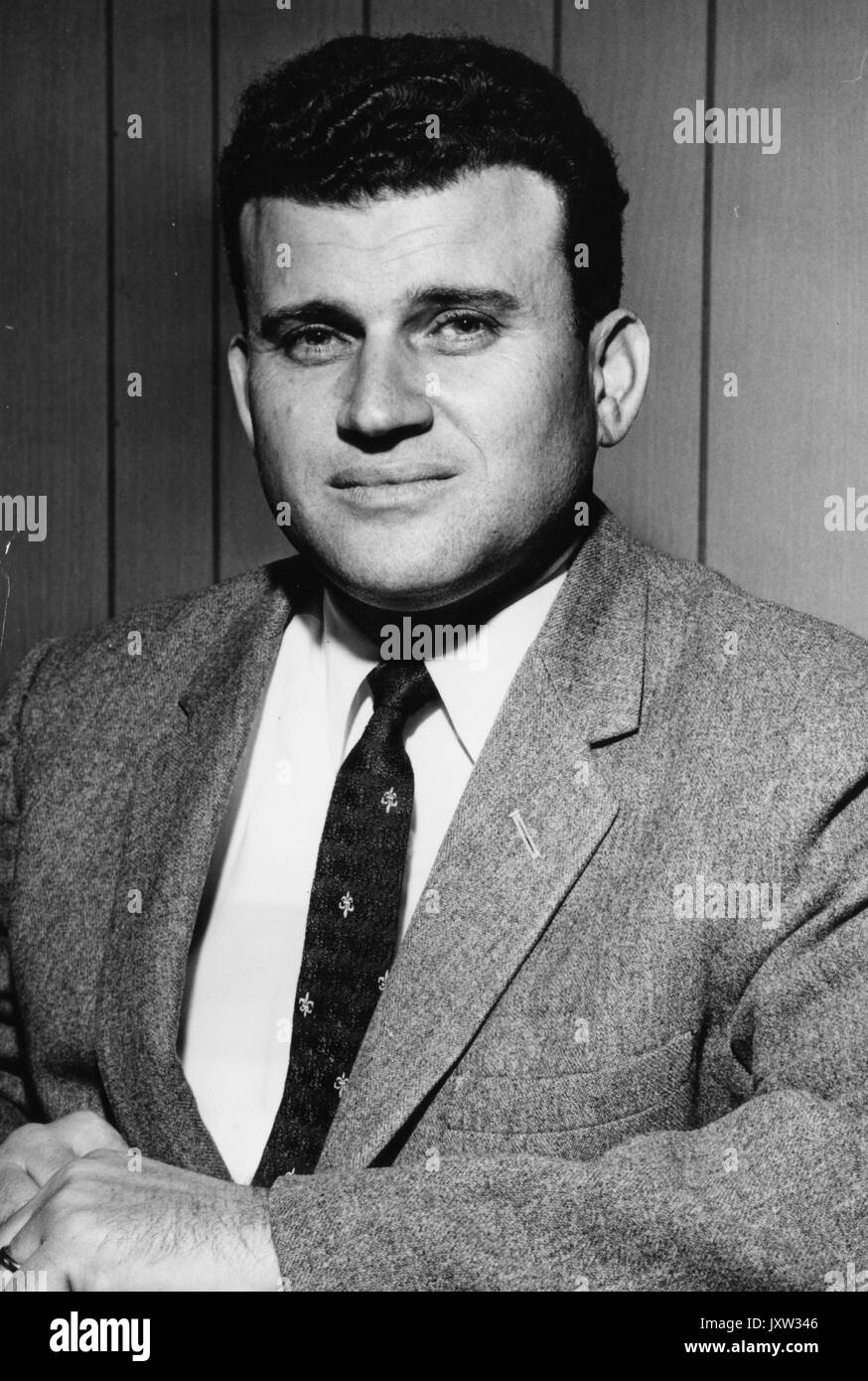Simon hyman diskin, portrait photographique, de la poitrine vers le haut, de face, c 35 ans d'âge, 1955. Banque D'Images