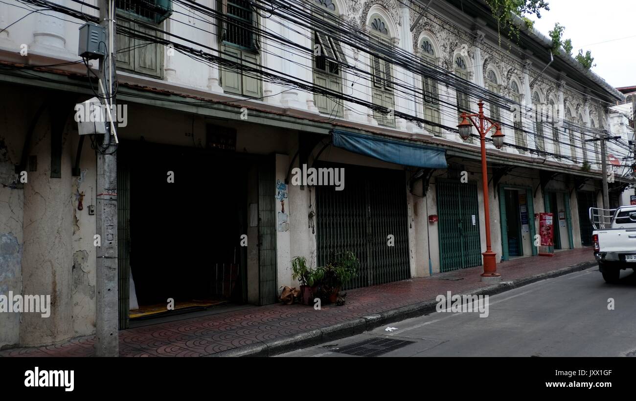 Héritage ancien Maisons près de Thanon Song Wat Samphanthawong Chinatown Bangkok Thaïlande Banque D'Images