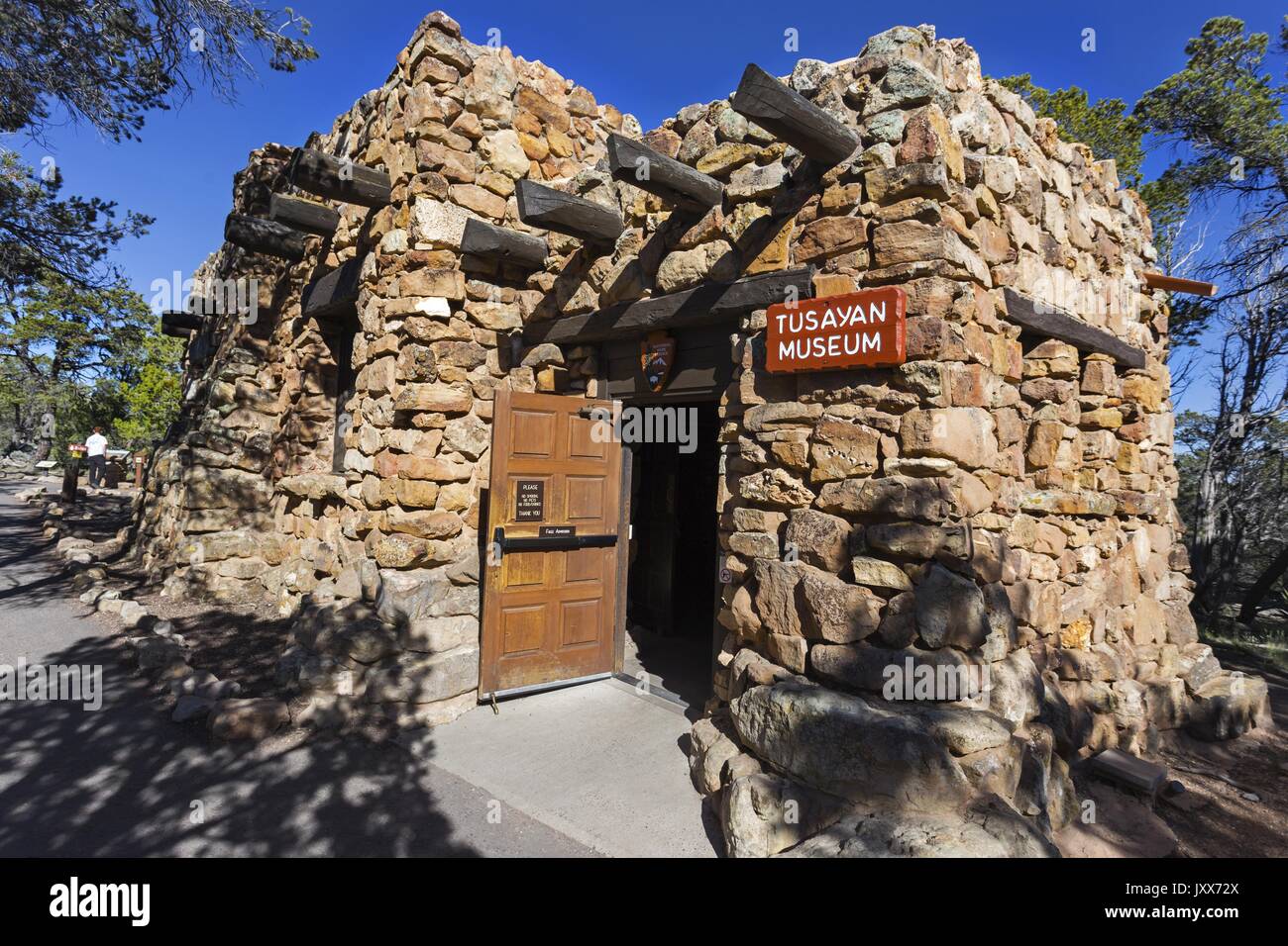 Entrée du musée Tusayan Stone Rock structure. Service du parc national du Grand Canyon South Rim Arizona, États-Unis Banque D'Images