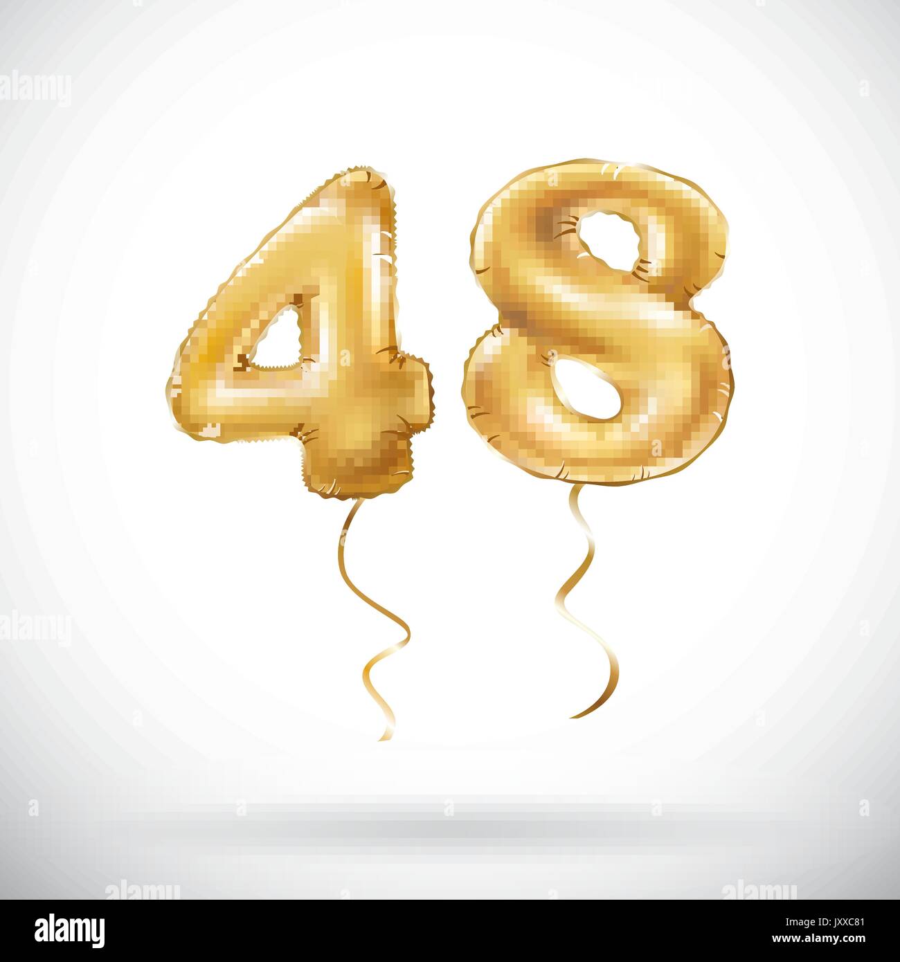 Vector nombre d'Or 48 quarante huit ballons métalliques. Ballons d'or partie de la décoration. Anniversaire signe pour happy holiday, fête, anniversaire, location de Illustration de Vecteur