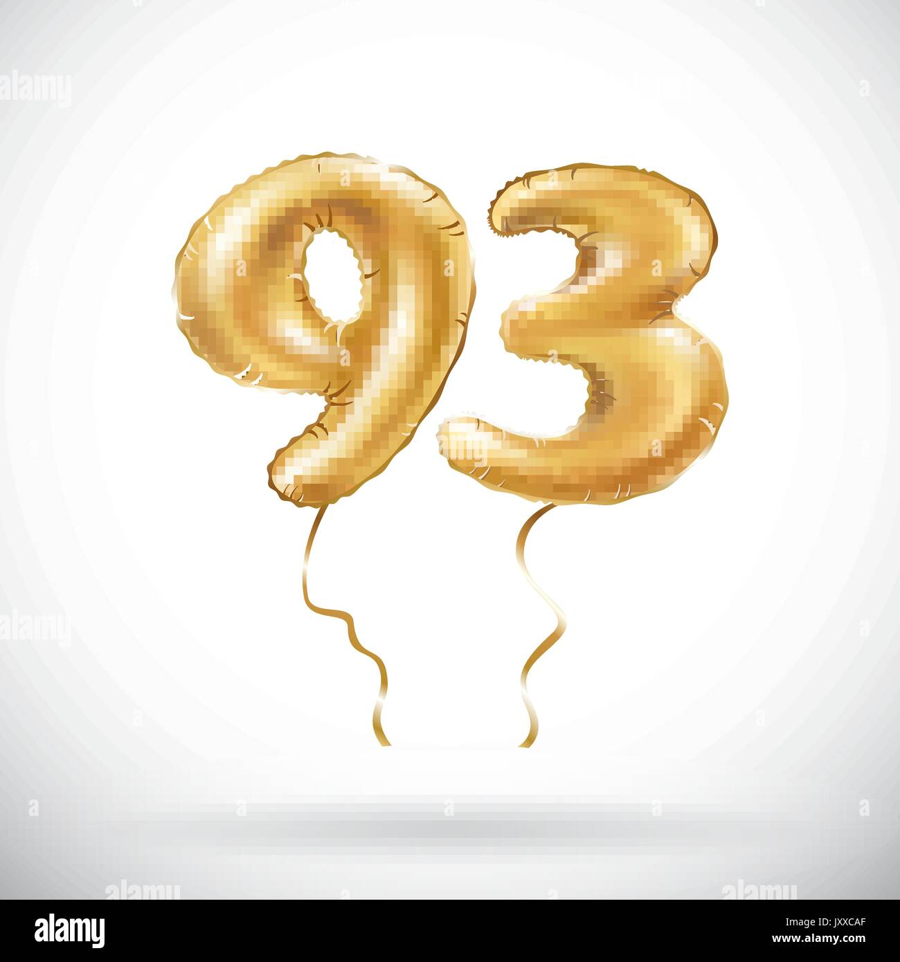 Vector nombre d'or 93 93 ballon métallique. Ballons d'or partie de la décoration. Anniversaire signe pour happy holiday, fête, anniversaire, ca Illustration de Vecteur