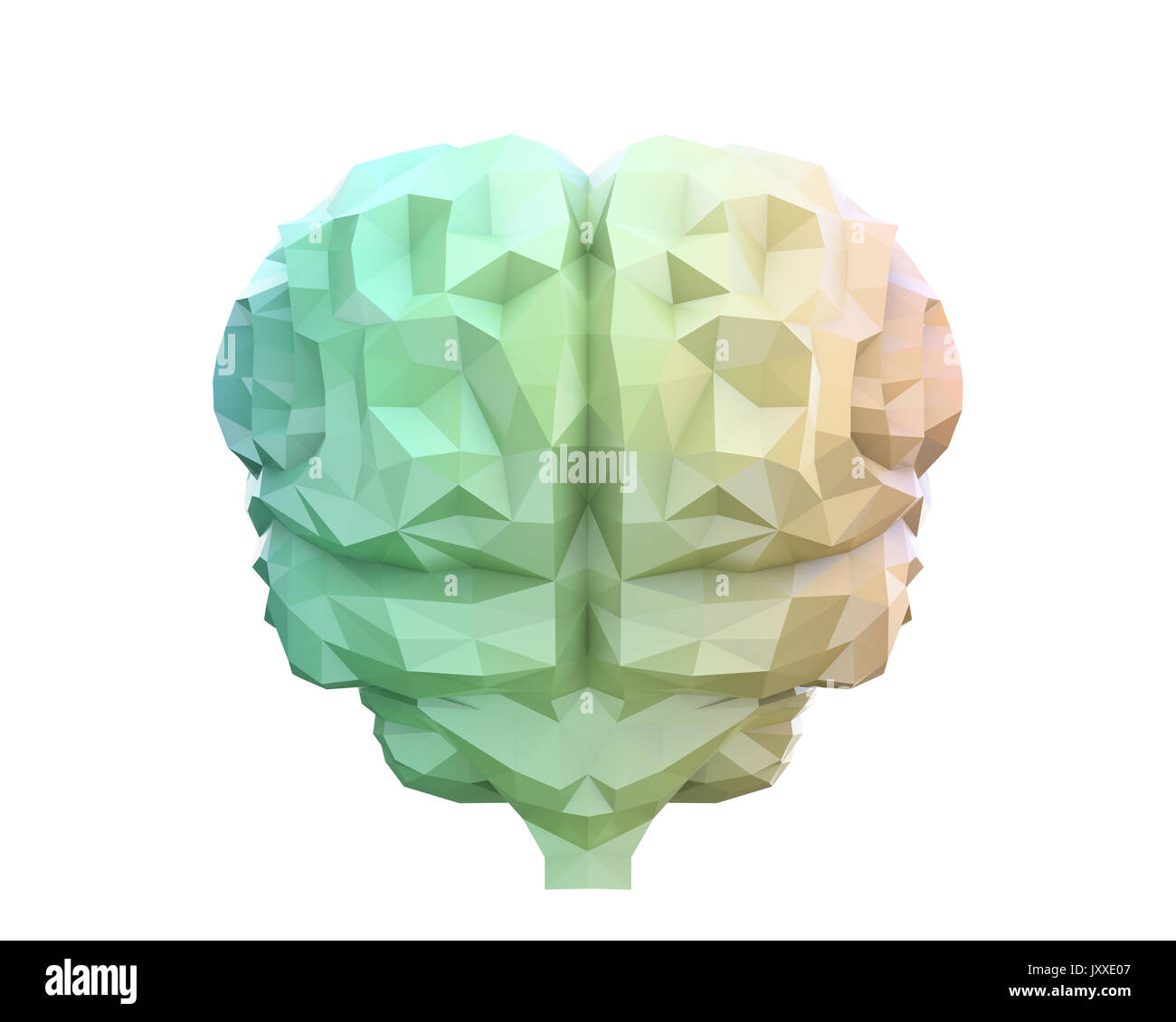 Vue arrière du cerveau faible modèle poly. Concept pour l'intelligence artificielle. Le rendu 3D image. Banque D'Images