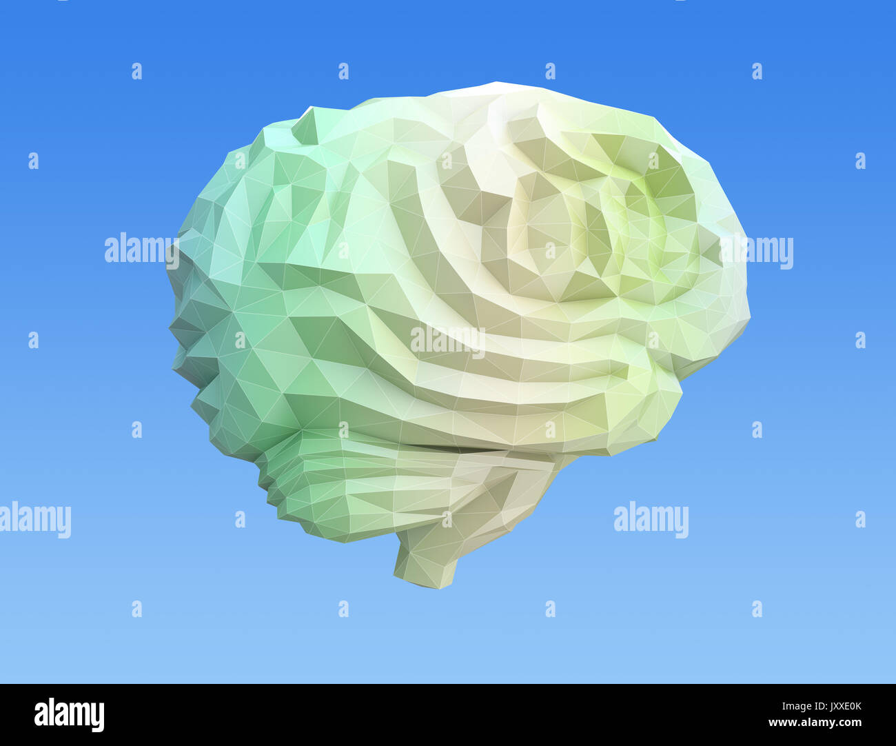 Vue latérale du cerveau poly faible modèle. Concept pour l'intelligence artificielle. Le rendu 3D image. Banque D'Images