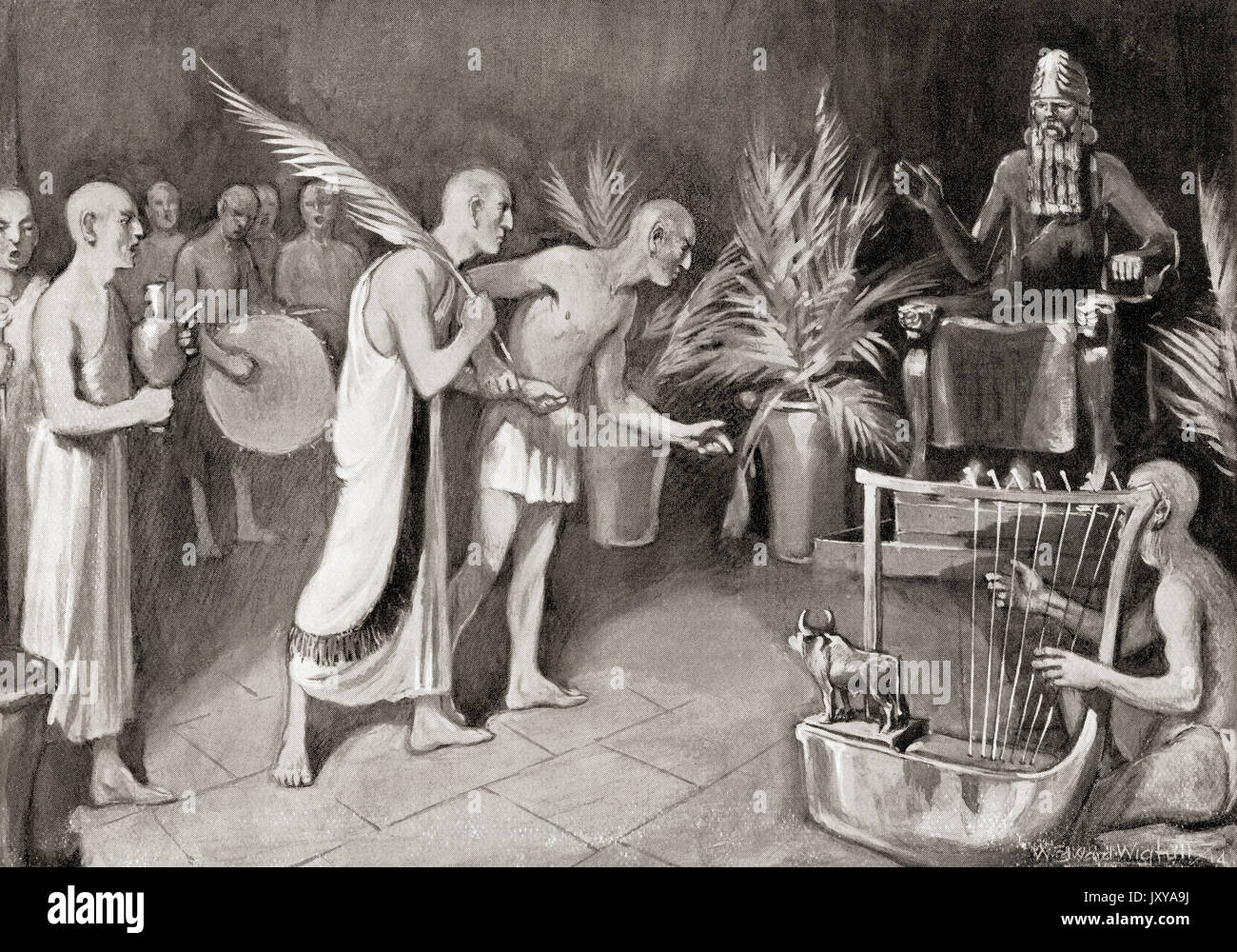 Un patesi ou prêtre-roi, dieu Ningirsu culte de Lagash dans le sud de la Babylonie. L'histoire de Hutchinson de l'ONU, publié en 1915. Banque D'Images