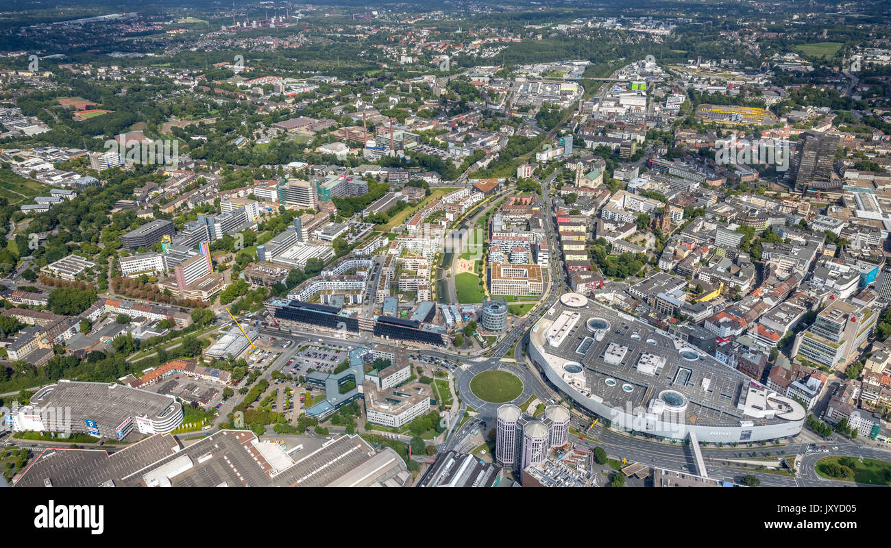 Funke vert Media Campus d'Essen, centre commercial Limbecker Platz, de la CEE, Segerothstraße Berliner Platz, Essen, Ruhr, Nordrhein-Westfalen, Allemagne, Banque D'Images