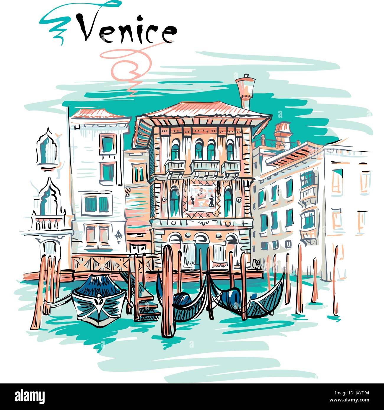 Palais sur le Grand Canal à Venise, Italie Illustration de Vecteur